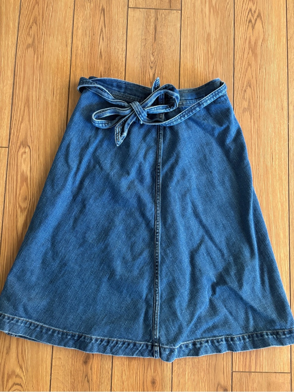 GAP Denim A-Line Skirt with Self-Tie Belt — Blue